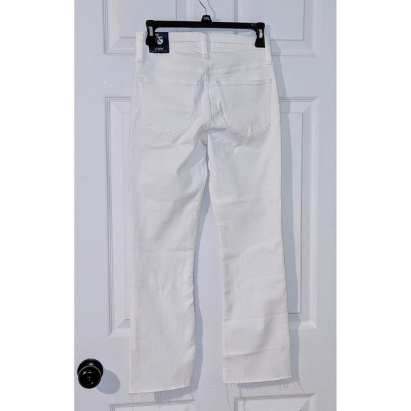 J.Crew Mid-Rise Flare Crop White Jeans Raw Hem Signature Stretch Sz 25 NWT $118 - Picture 11 of 12
